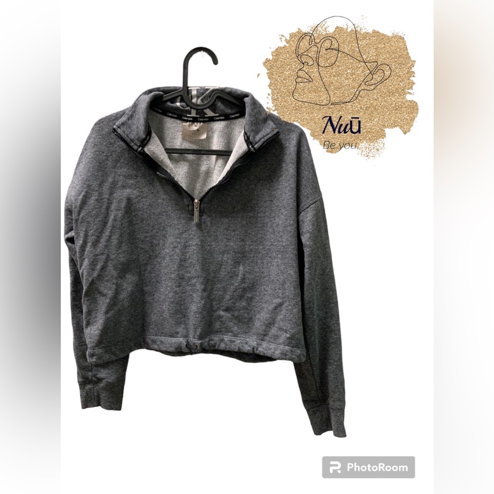 Calvin Kline Crop Heather Gray Blue Jacket Small